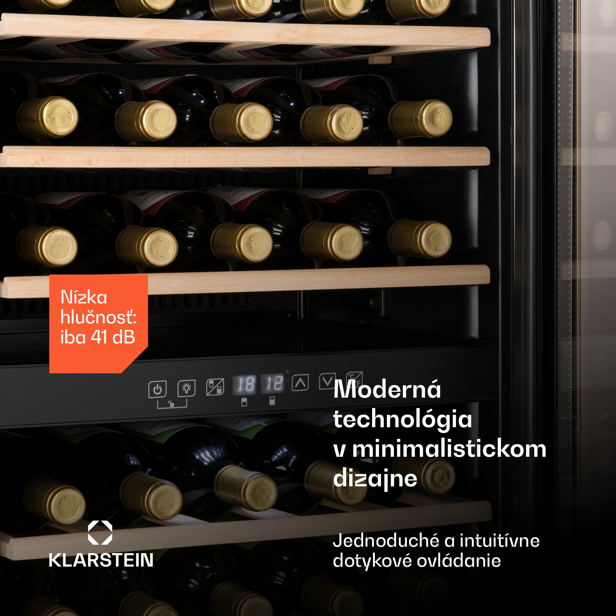 Klarstein Vinamour 29D, vinotéka, 2 zóny, 80 l, 29 fliaš, 5-22°C, dotykové ovládanie – Obrázok 5
