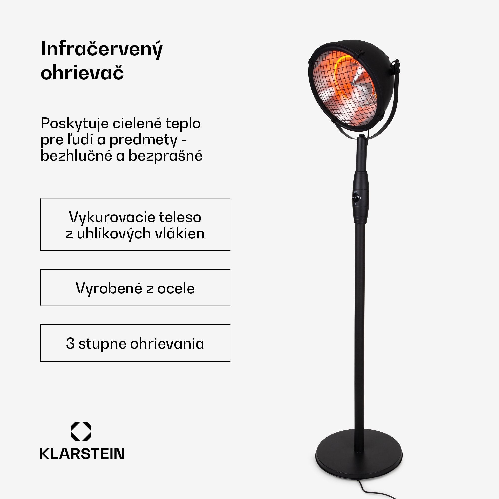 Blumfeldt Heatspot, terasový ohrievač, 900/1200/2100 W, IR ComfortHeat, čierny