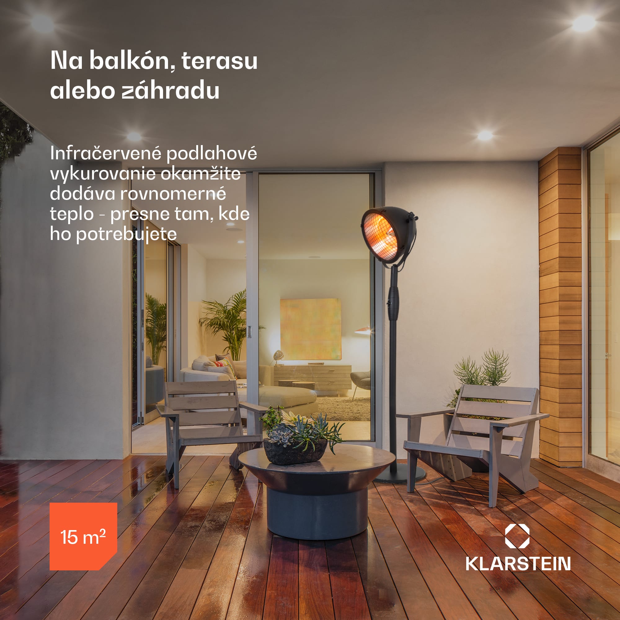 Blumfeldt Heatspot, terasový ohrievač, 900/1200/2100 W, IR ComfortHeat, čierny – Obrázok 2