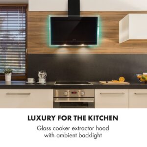 Klarstein Mirage 90, digestor, 90 cm, nástenný, 550 m³/h, A++, dotykový panel, RGB svetlo, čierny