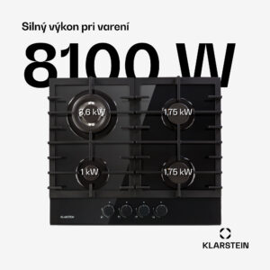 Klarstein Ignito 4, plynová varná doska, 4 Sabaf horáky, sklokeramika, čierna