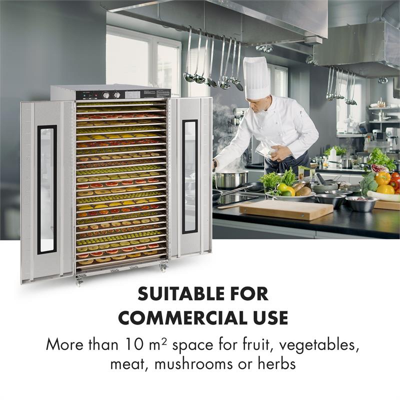 Klarstein Master Jerky 24, sušička potravín, 4500 W, 40-90 °C, 15-hod. časovač, nehrdzavejúca oceľ, strieborná