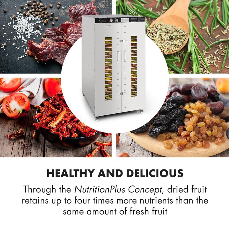 Klarstein Master Jerky 24, sušička potravín, 4500 W, 40-90 °C, 15-hod. časovač, nehrdzavejúca oceľ, strieborná – Obrázok 4