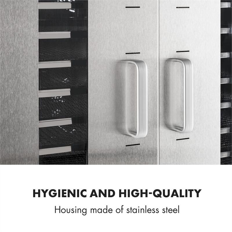 Klarstein Master Jerky 24, sušička potravín, 4500 W, 40-90 °C, 15-hod. časovač, nehrdzavejúca oceľ, strieborná – Obrázok 5