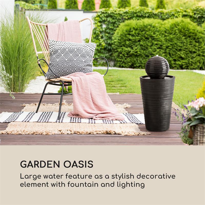 Blumfeldt Liquitorre XL, solárna fontána, 200 l/h, solárny panel, 2 W, akumulátor, LED, polyresin