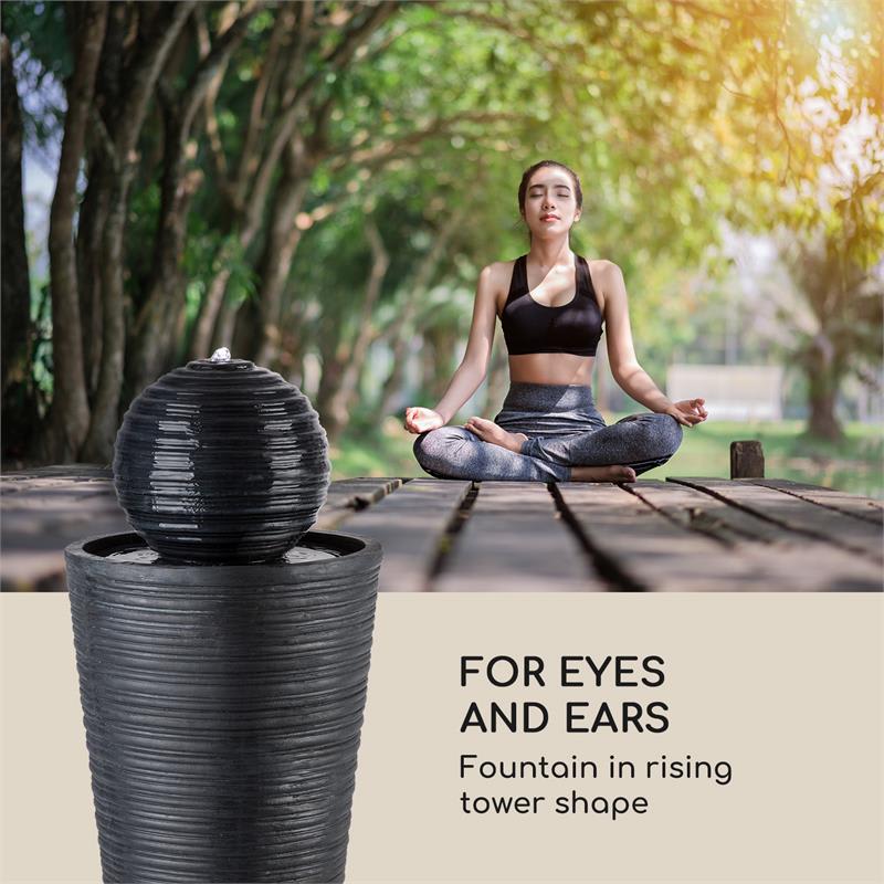 Blumfeldt Liquitorre XL, solárna fontána, 200 l/h, solárny panel, 2 W, akumulátor, LED, polyresin – Obrázok 2