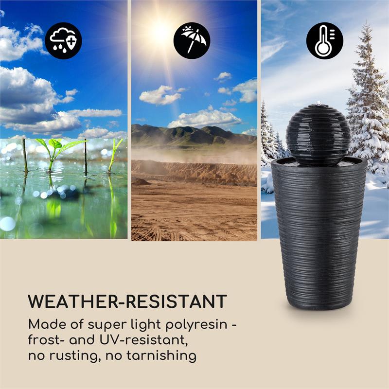 Blumfeldt Liquitorre XL, solárna fontána, 200 l/h, solárny panel, 2 W, akumulátor, LED, polyresin – Obrázok 4