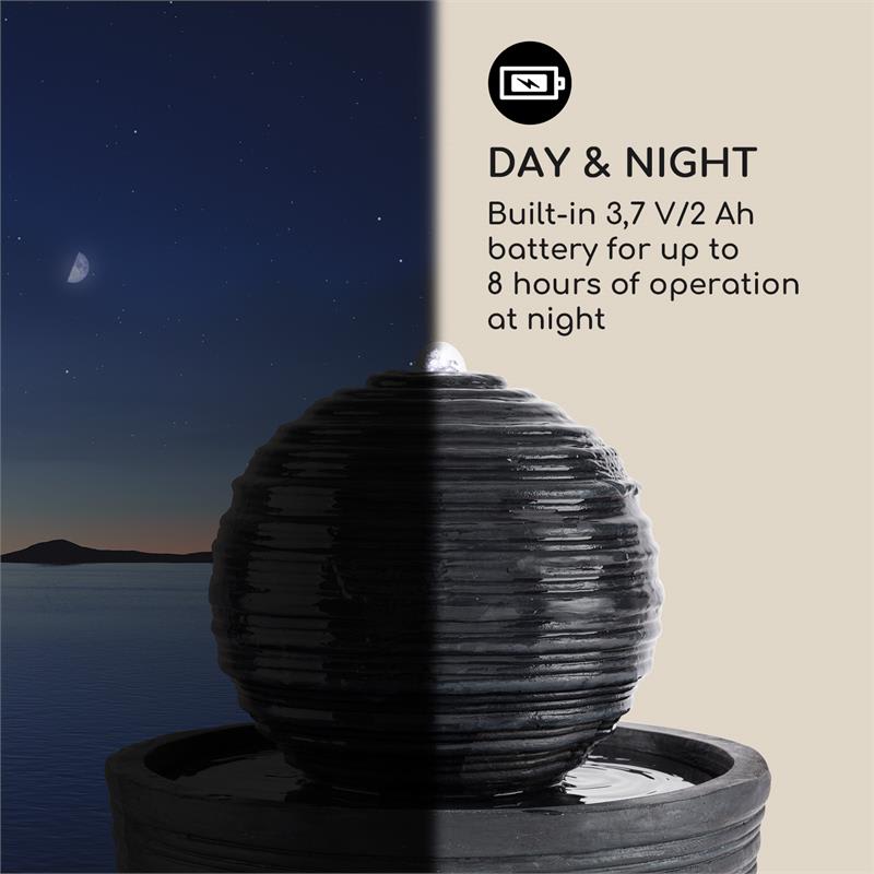 Blumfeldt Liquitorre XL, solárna fontána, 200 l/h, solárny panel, 2 W, akumulátor, LED, polyresin – Obrázok 5