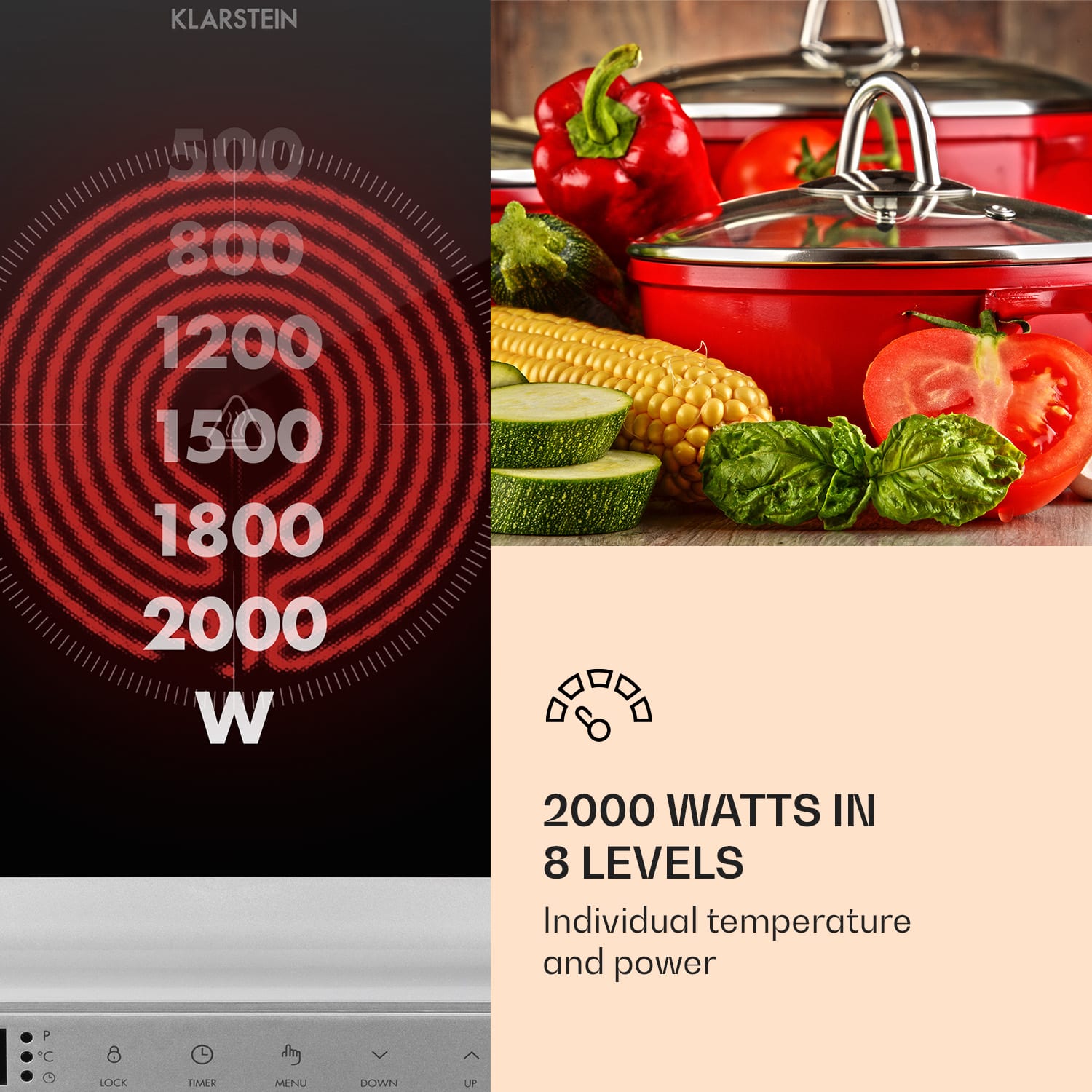 Klarstein MisterCook, infračervený varič, 2000 W, 90 - 650 °C, časovač, strieborná – Obrázok 4