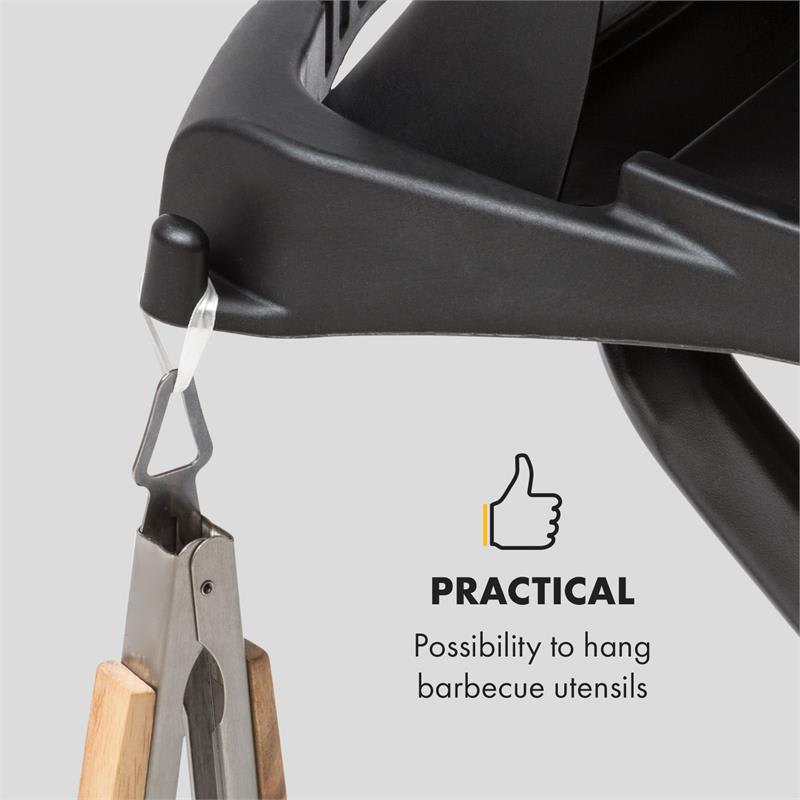 Klarstein Parforce Stand, grilovací stôl, príslušenstvo, PE kolesá, sklopný, čierny – Obrázok 3