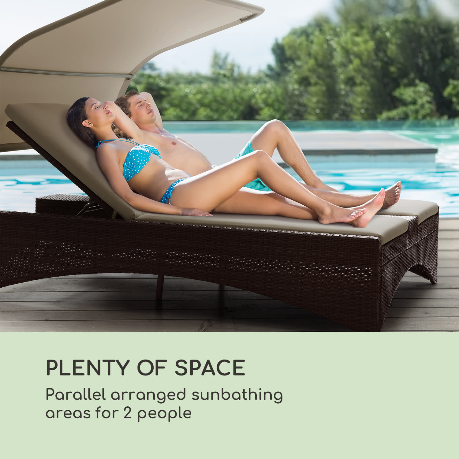 Blumfeldt Eremitage Double Lounger, ležadlo pre 2 osoby, hliníkový rám/ratan, hnedé – Obrázok 2