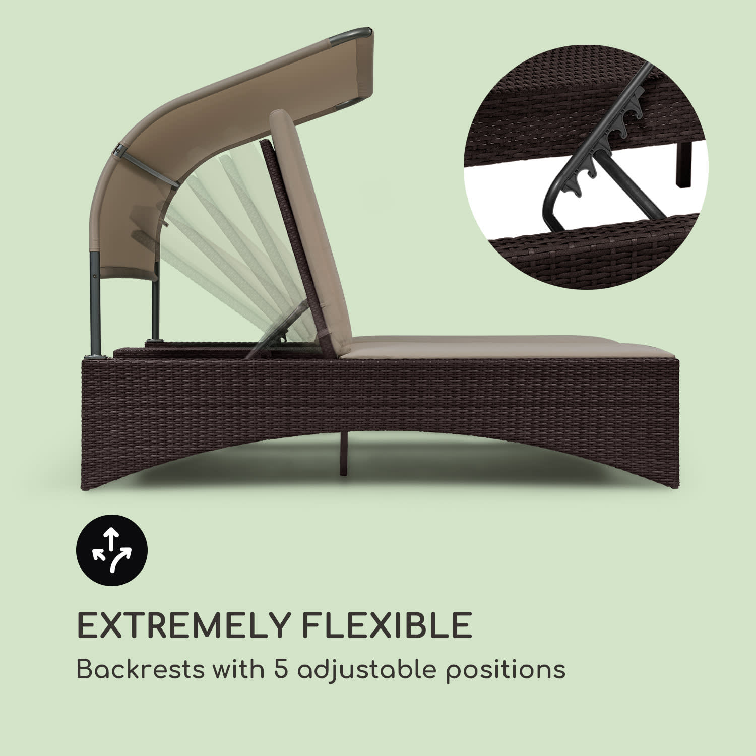 Blumfeldt Eremitage Double Lounger, ležadlo pre 2 osoby, hliníkový rám/ratan, hnedé – Obrázok 5