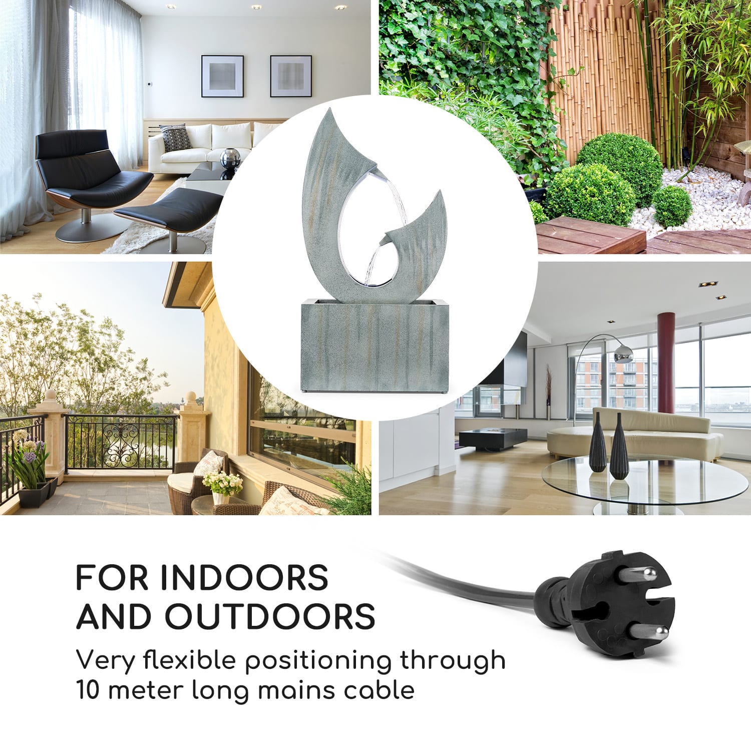 Blumfeldt Trumpet Flow, záhradná fontána, 8 W, pozinkovaný kov, LEDky – Obrázok 2