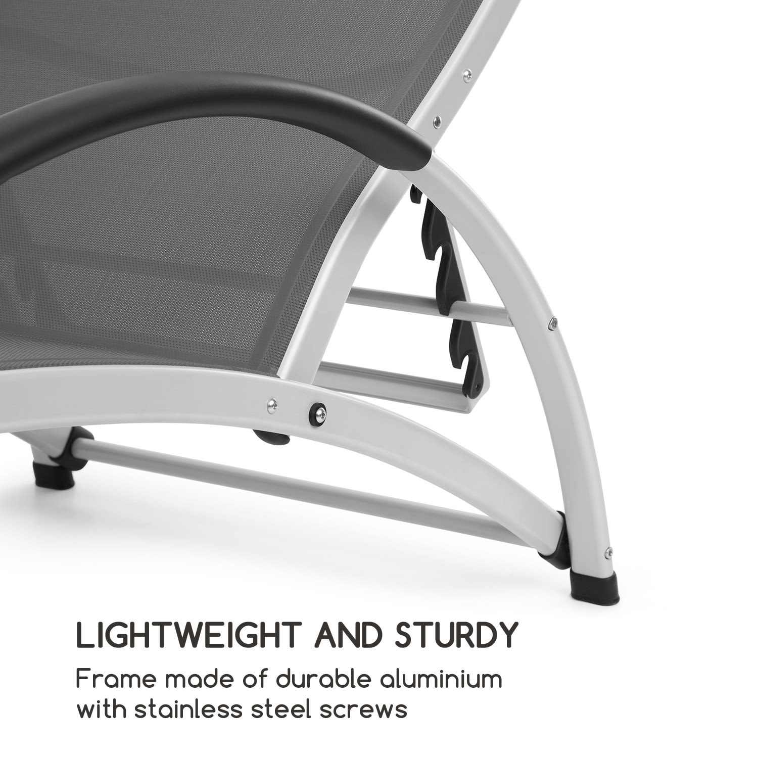 Blumfeldt Beverly Wood, záhradné lehátko, hojdacie kreslo, hliník, sivé – Obrázok 4