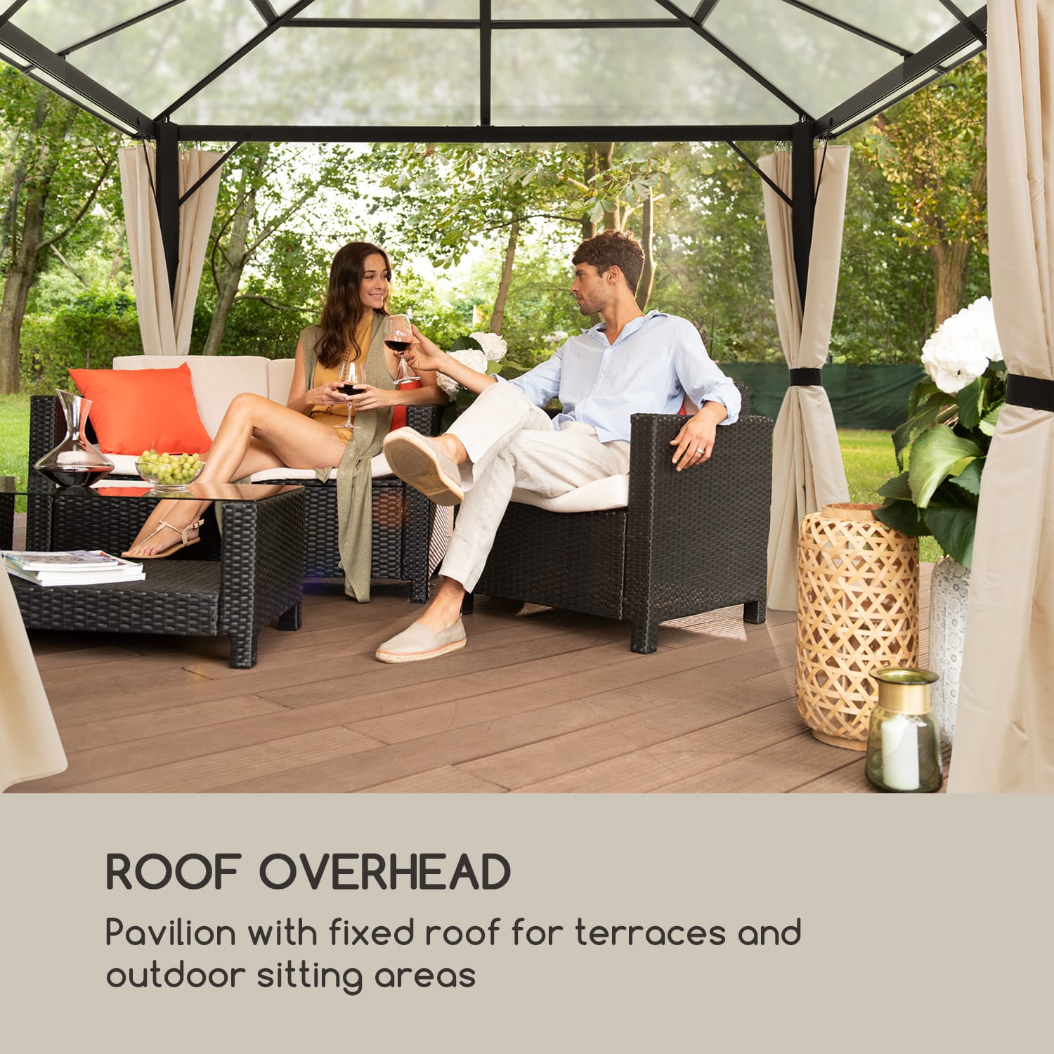 Blumfeldt Pantheon Solid Sky, altánok so strechou, 3 x 3 m, polykarbonát, hliník