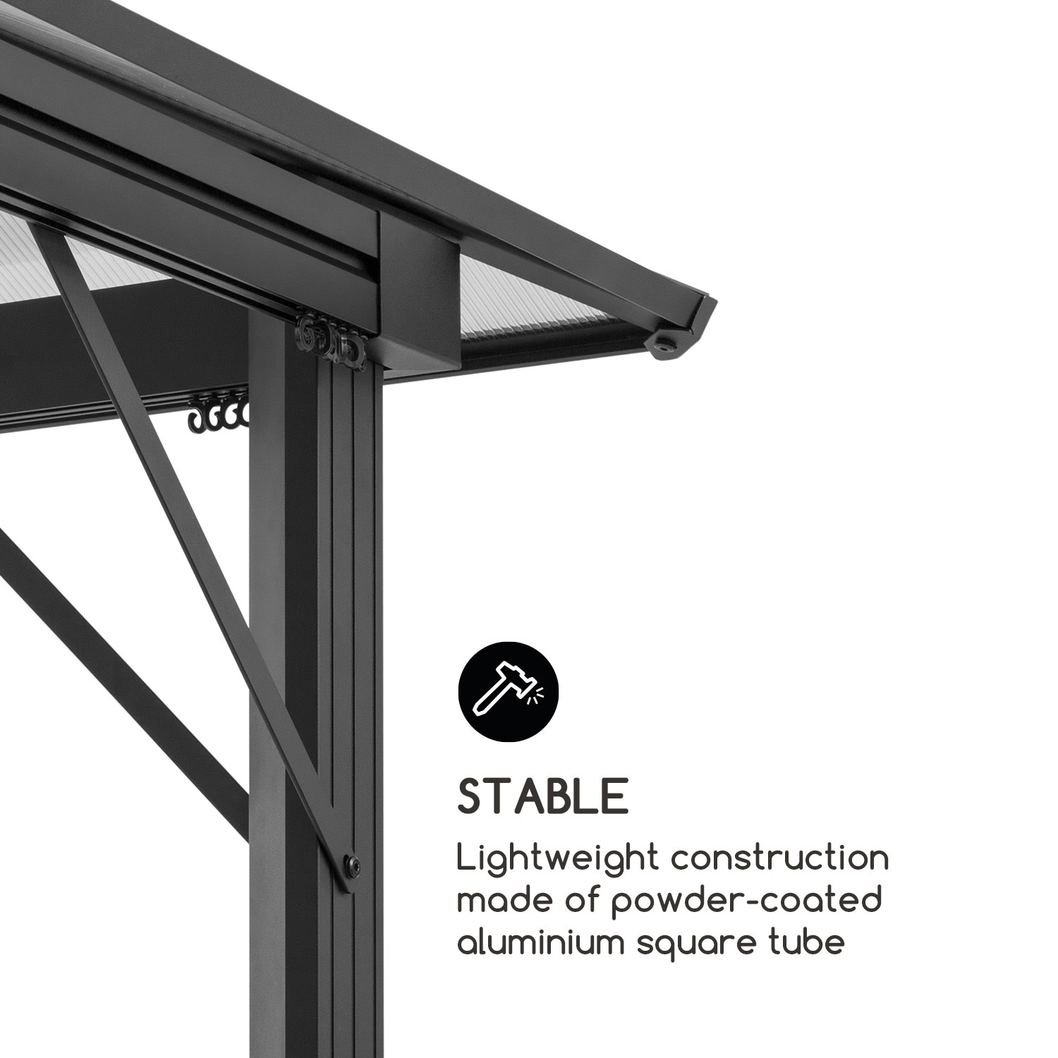 Blumfeldt Pantheon Solid Sky, altánok so strechou, 3 x 3 m, polykarbonát, hliník – Obrázok 4