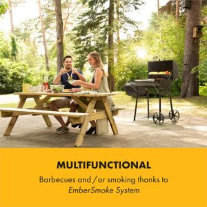 Klarstein Beef Brisket, gril s udiarňou, teplomer, kolesá, čierny