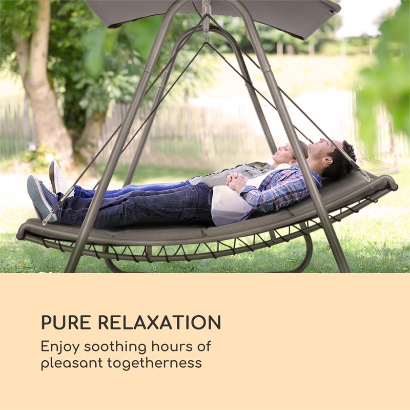 Blumfeldt Garden Grove, záhradné ležadlo, swing bed, oceľový rám, slnečná strecha, polyester, antracit