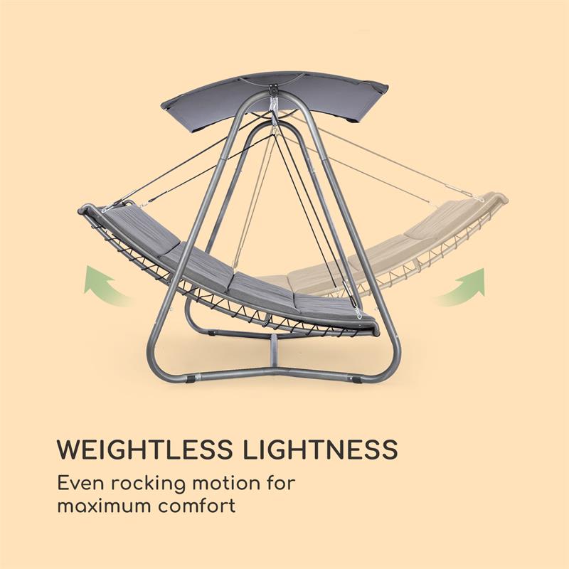 Blumfeldt Garden Grove, záhradné ležadlo, swing bed, oceľový rám, slnečná strecha, polyester, antracit – Obrázok 2