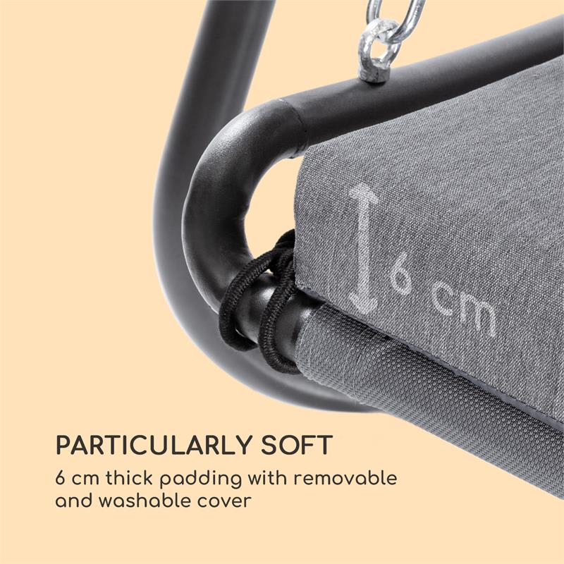 Blumfeldt Garden Grove, záhradné ležadlo, swing bed, oceľový rám, slnečná strecha, polyester, antracit – Obrázok 5