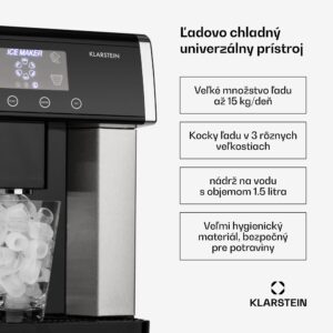 Klarstein Eiszeit výrobník kociek ľadu z nehrdzavejúcej ocele 3 veľkosti kociek ľadu strieborná