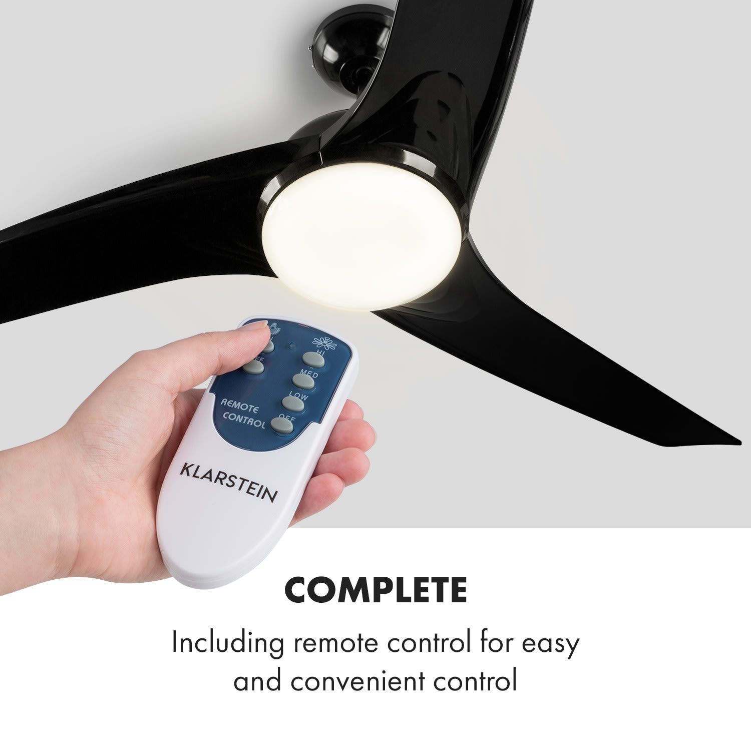 Klarstein Figo, stropný ventilátor, 52" (132 cm) Ø, výkon: 55 W, čierny – Obrázok 2