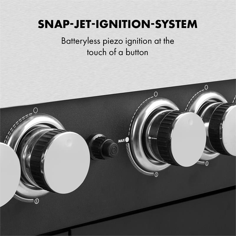 Klarstein Tomahawk 4.2 SBG plynový gril 6 horákov 20,7 kW 64x42 cm gril nerezová oceľ – Obrázok 3