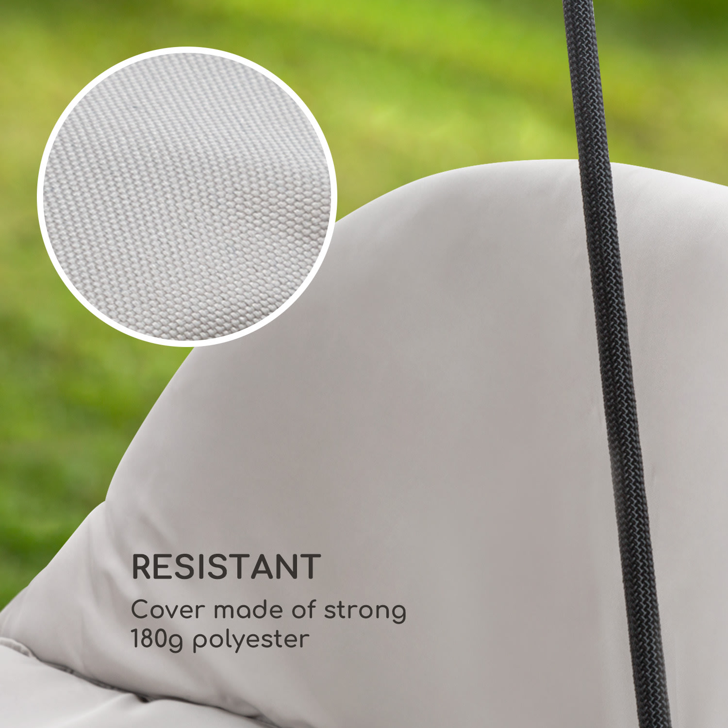 Blumfeldt Fountain Valley, závesné ležadlo, čalúnenie, strieška proti slnku, 180 g polyester, béžové – Obrázok 4