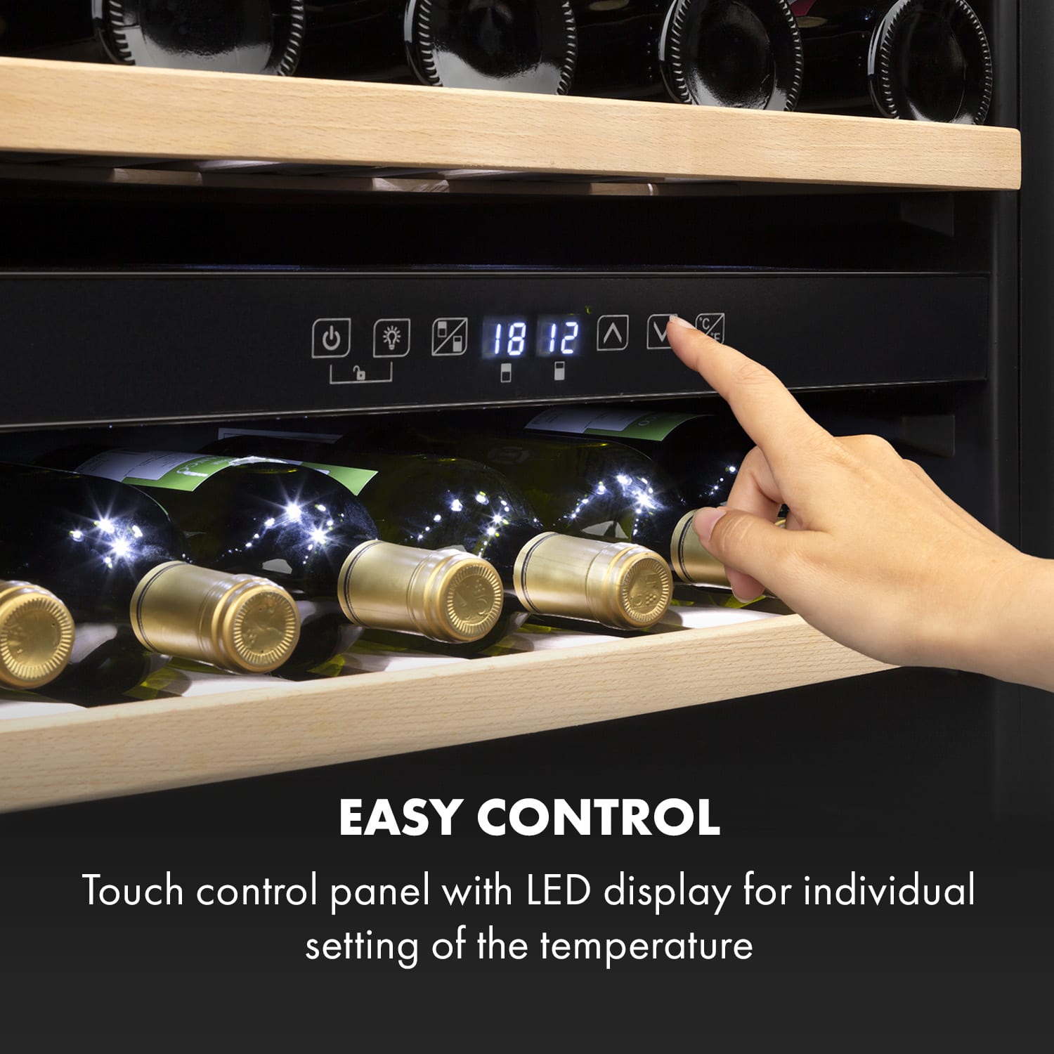 Klarstein Vinsider 36, vinotéka, 94 l, 5-22°C, 2 zóny, nehrdzavejúca oceľ – Obrázok 4