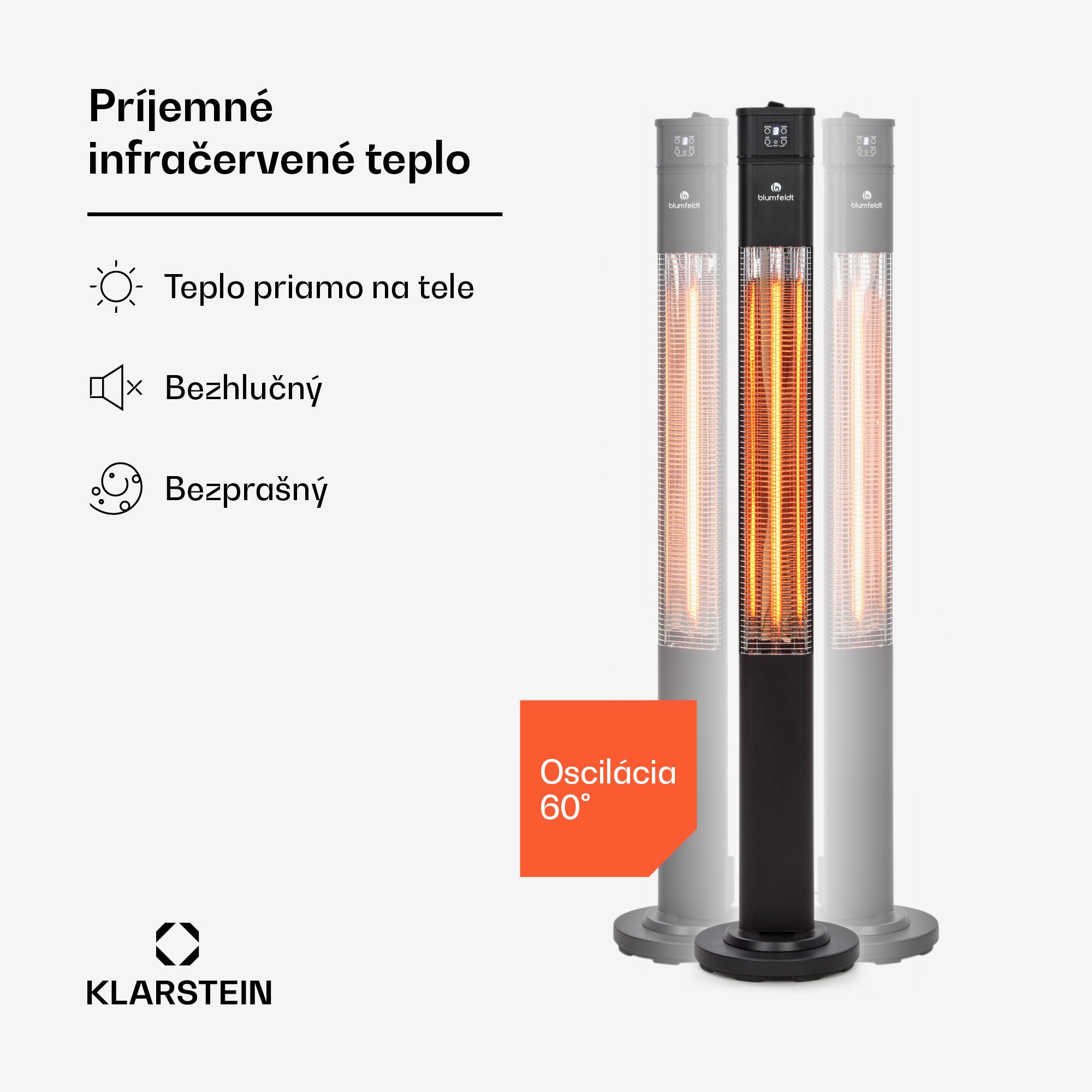 Blumfeldt Heat Guru Plus, infračervený ohrievač, 2000 W, 3 stupne ohrevu, diaľkový ovládač, čierny