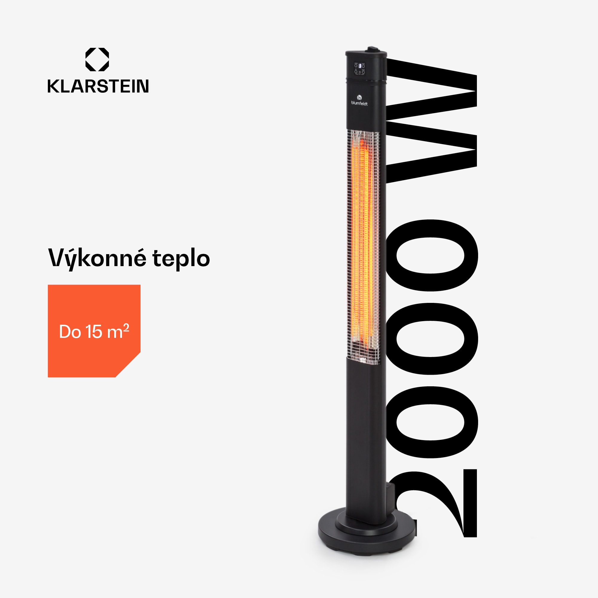 Blumfeldt Heat Guru Plus, infračervený ohrievač, 2000 W, 3 stupne ohrevu, diaľkový ovládač, čierny – Obrázok 2