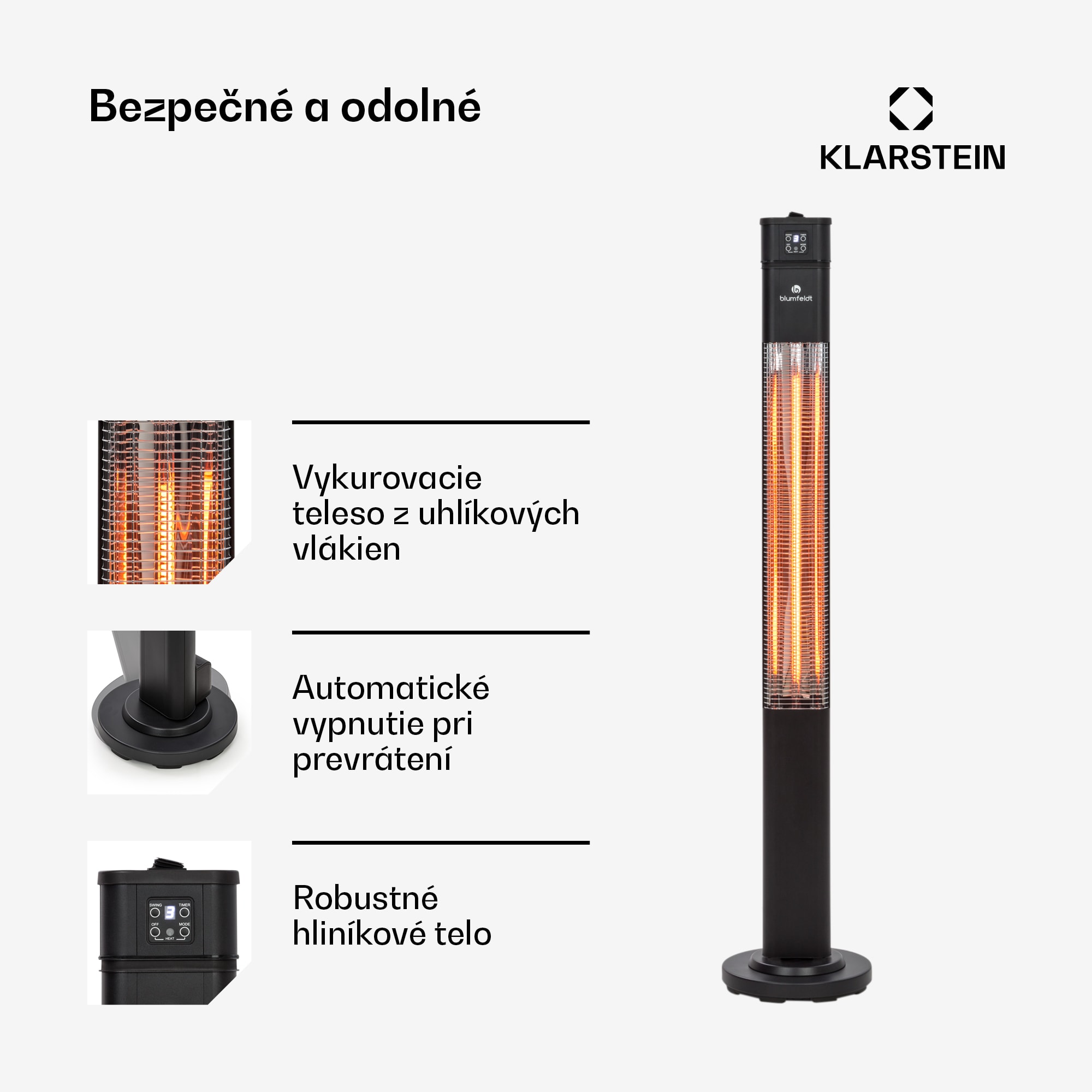 Blumfeldt Heat Guru Plus, infračervený ohrievač, 2000 W, 3 stupne ohrevu, diaľkový ovládač, čierny – Obrázok 4