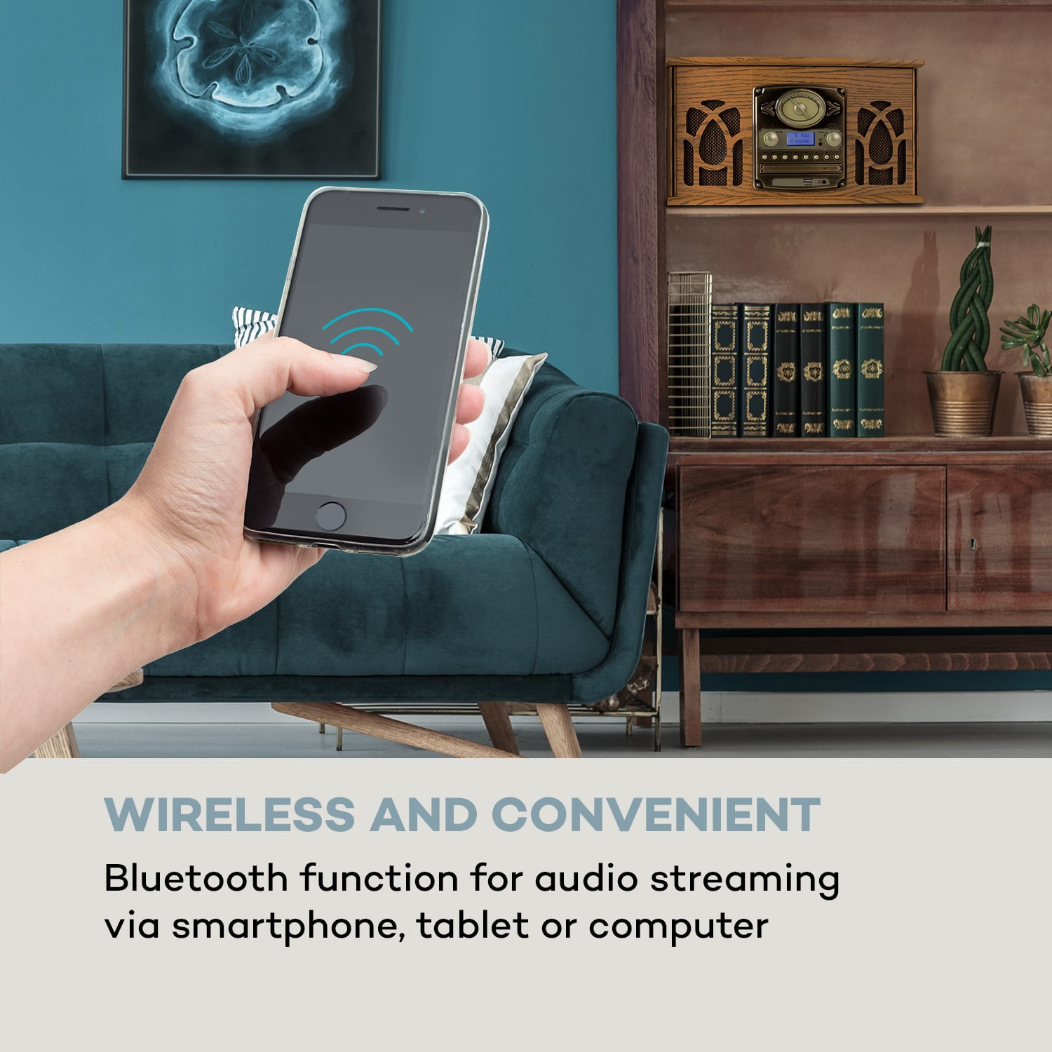 Auna NR-620, DAB, stereo systém, drevo, gramofón, DAB+, prehrávač CD, hnedý – Obrázok 3