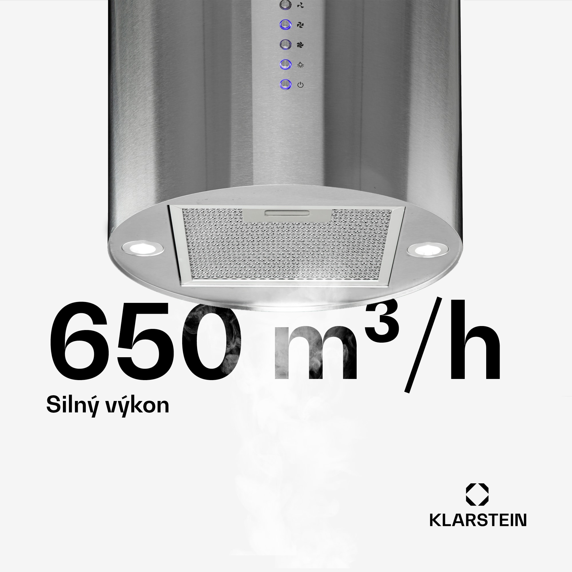 Klarstein Beretta, digestor, 35 cm, ostrovčekový, 650m³/h, LED, nehrdzavejúca oceľ – Obrázok 3