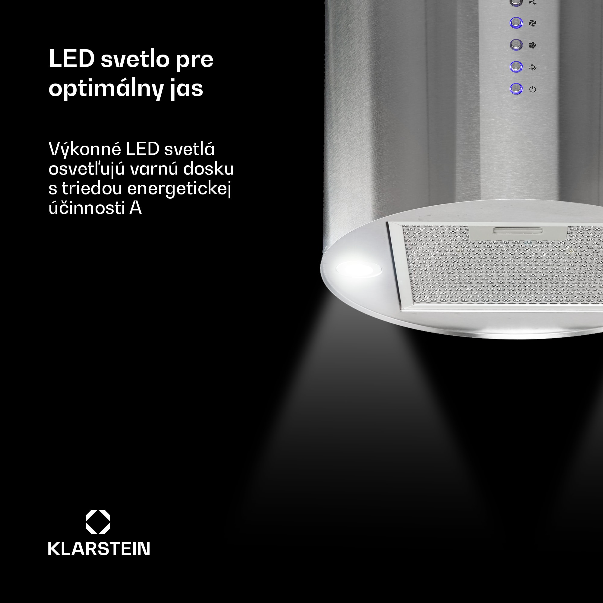 Klarstein Beretta, digestor, 35 cm, ostrovčekový, 650m³/h, LED, nehrdzavejúca oceľ – Obrázok 4