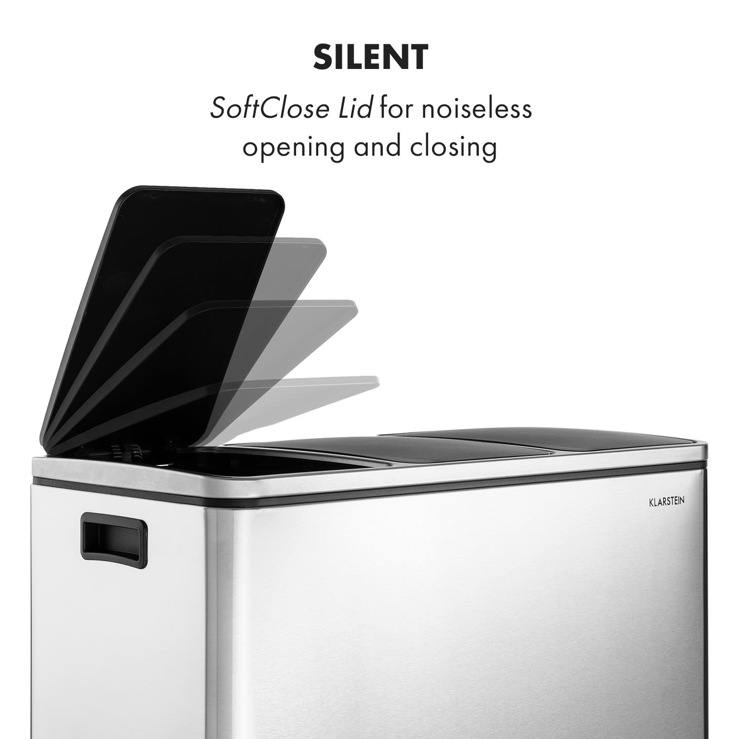 Klarstein Grandmaster Trash, pedálový odpadkový kôš, 54 l/3 x 18 l, tichý, PP, ušľachtilá oceľ – Obrázok 2
