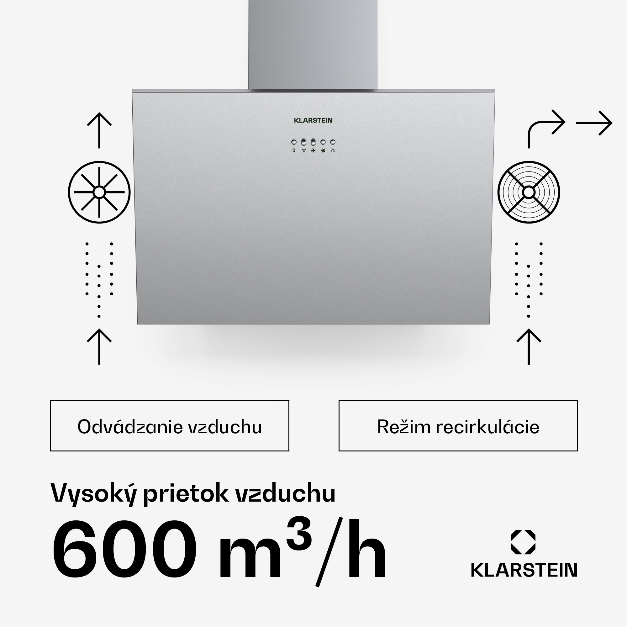 Klarstein Silver Lining 60, digestor, 60 cm, nástenný, 600 m³/h, A, nehrdzavejúca oceľ – Obrázok 2