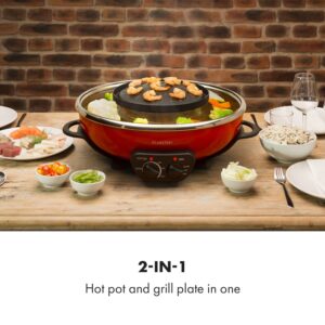 Klarstein Szechuan, hot pot a grilovacia platňa, objem 5 l, 1350 W, 600 W, červená