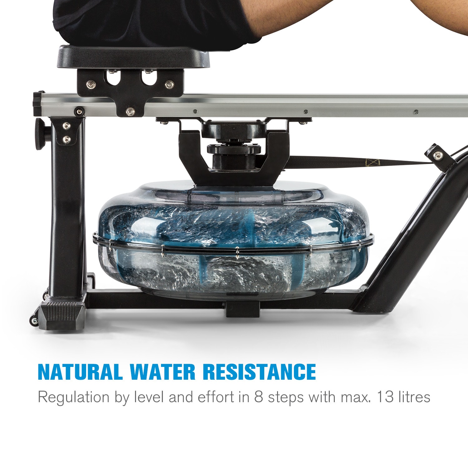 Capital Sports Flow M1, vodný veslovací trenažér, priestorovo úsporný, tréningový počítač, do 150 kg