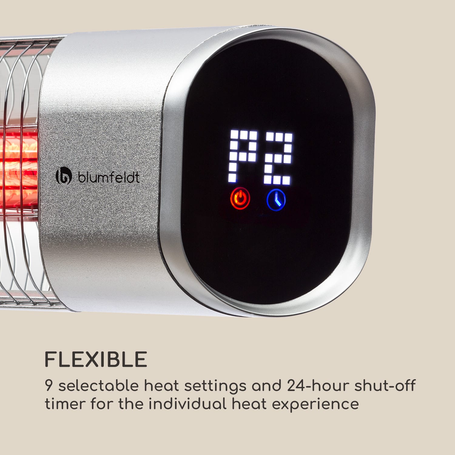 Blumfeldt Dark Wave, Infračervený ohrievač, 2000 W, pozlátená uhlíková trubica, IP65, hliník – Obrázok 5