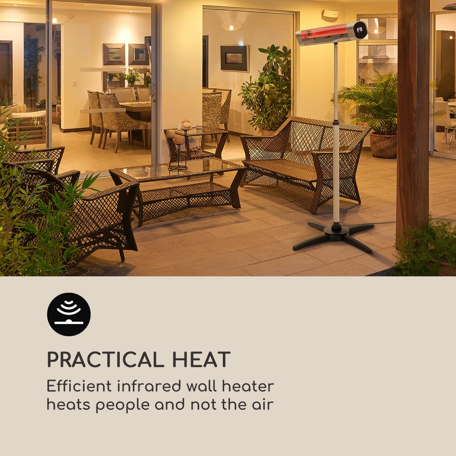 Blumfeldt Dark Wave, infračervený ohrievač, 2000 W, pozlátená uhlíková trubica, IP65, hliník