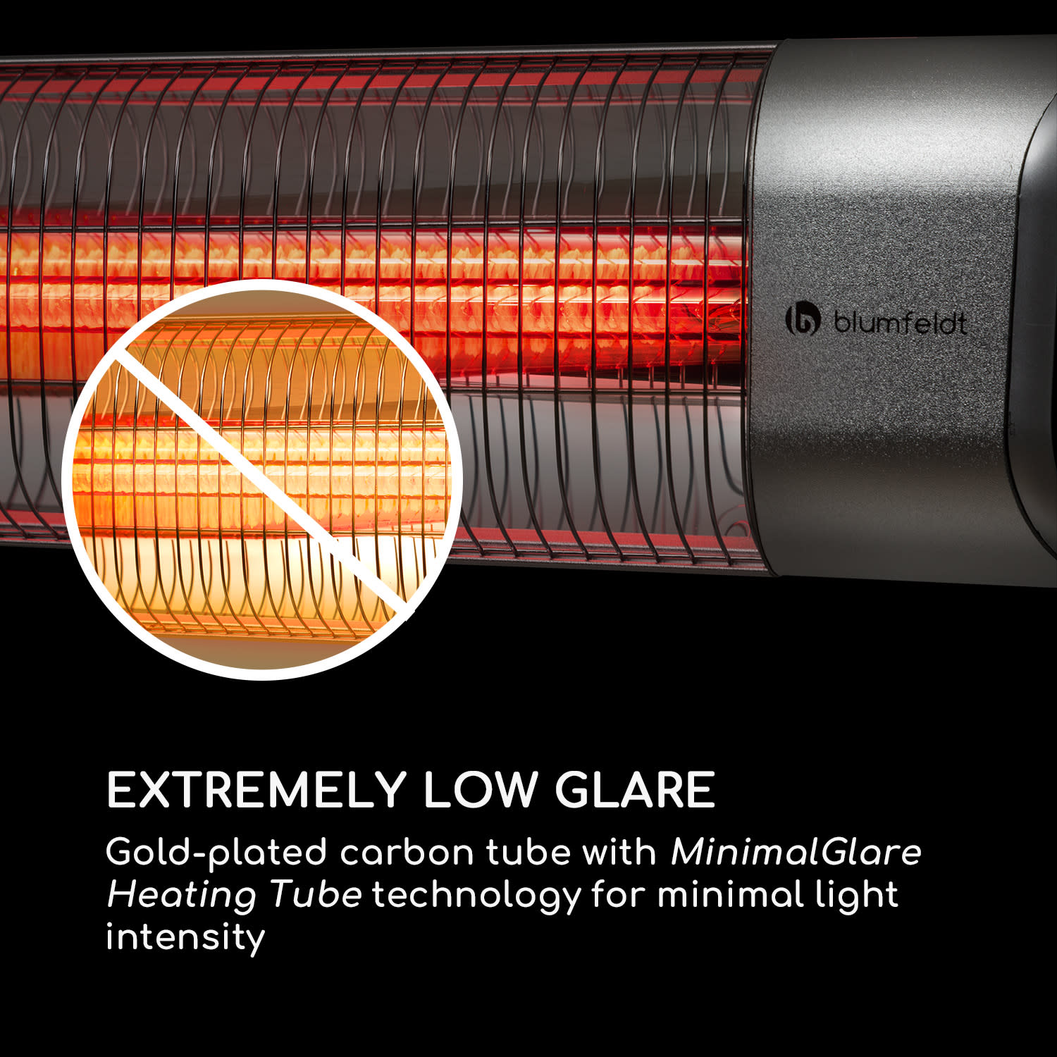 Blumfeldt Dark Wave, infračervený ohrievač, 2000 W, pozlátená uhlíková trubica, IP65, hliník – Obrázok 4