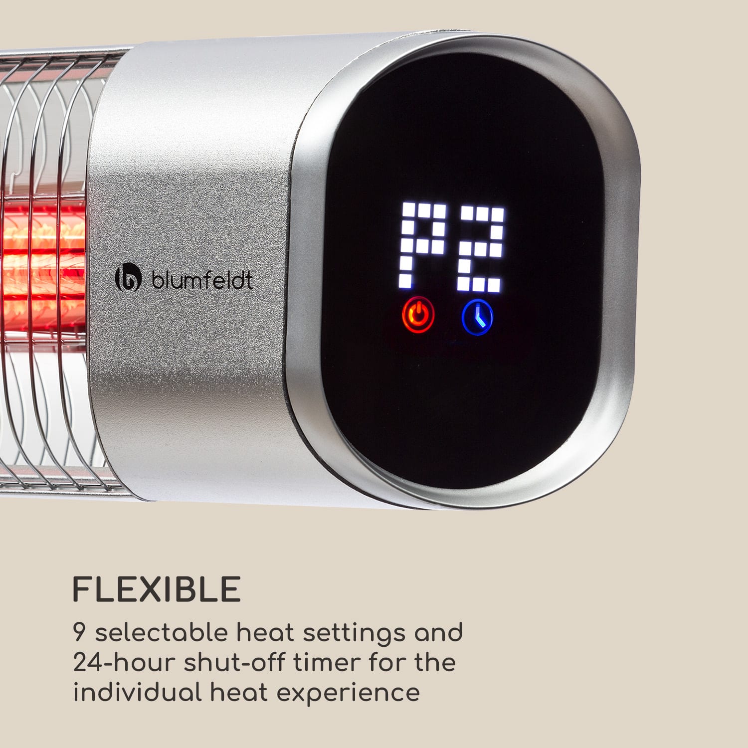 Blumfeldt Dark Wave, infračervený ohrievač, 2000 W, pozlátená uhlíková trubica, IP65, hliník – Obrázok 5