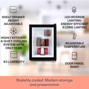 Klarstein Brooklyn 42, mini chladnička, sklenené dvere, LED osvetlenie, police