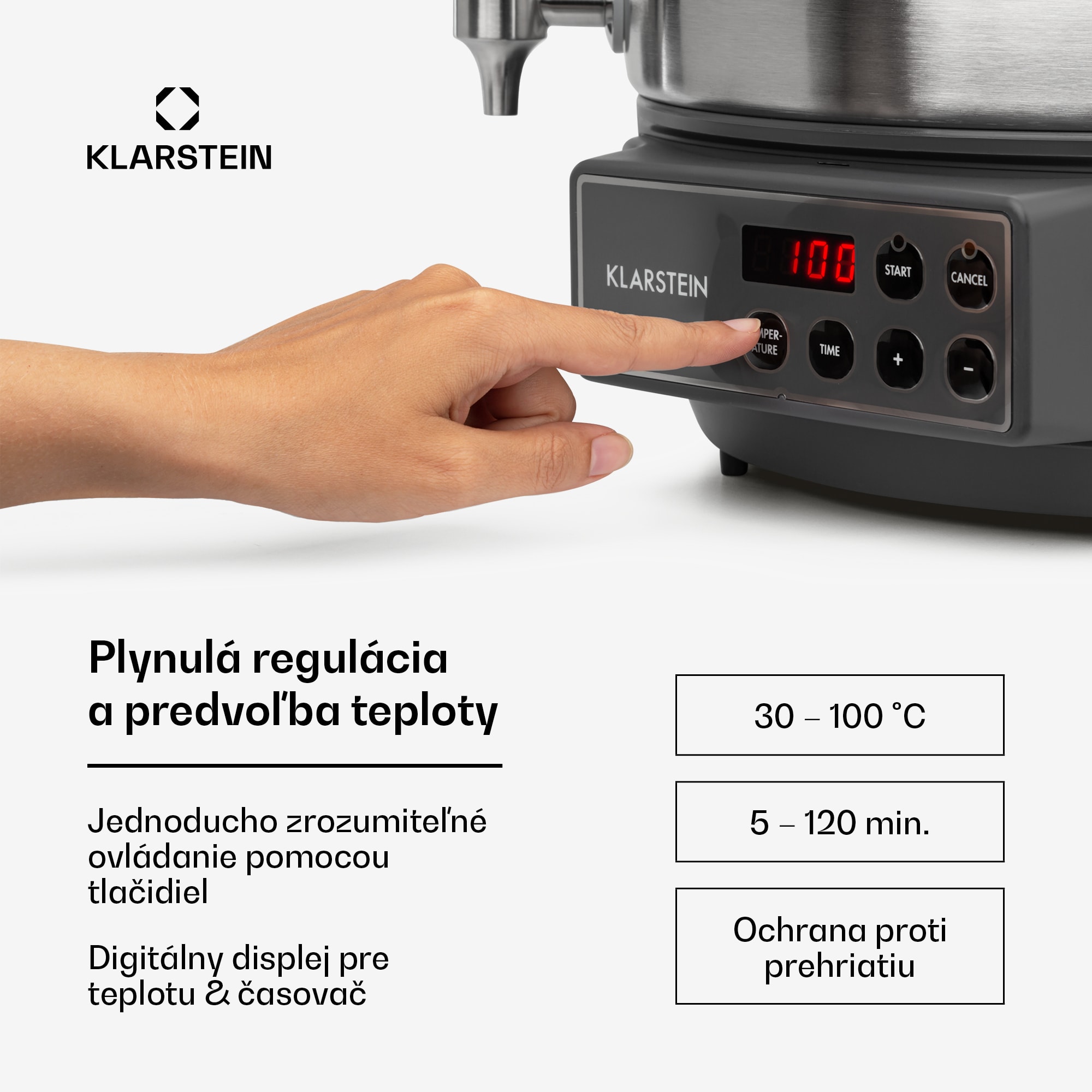 Klarstein Lady Marmalade, zavárací hrniec, dávkovač nápojov, 27 l, 100 °C, 12 h, nehrdzavejúa oceľ – Obrázok 3