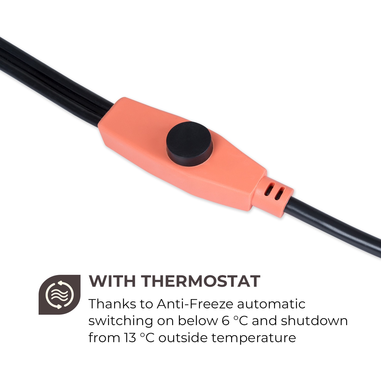 Waldbeck Flow Wire, kábel na ochranu proti zamrznutiu, 4 m, s termostatom, IP68 – Obrázok 2