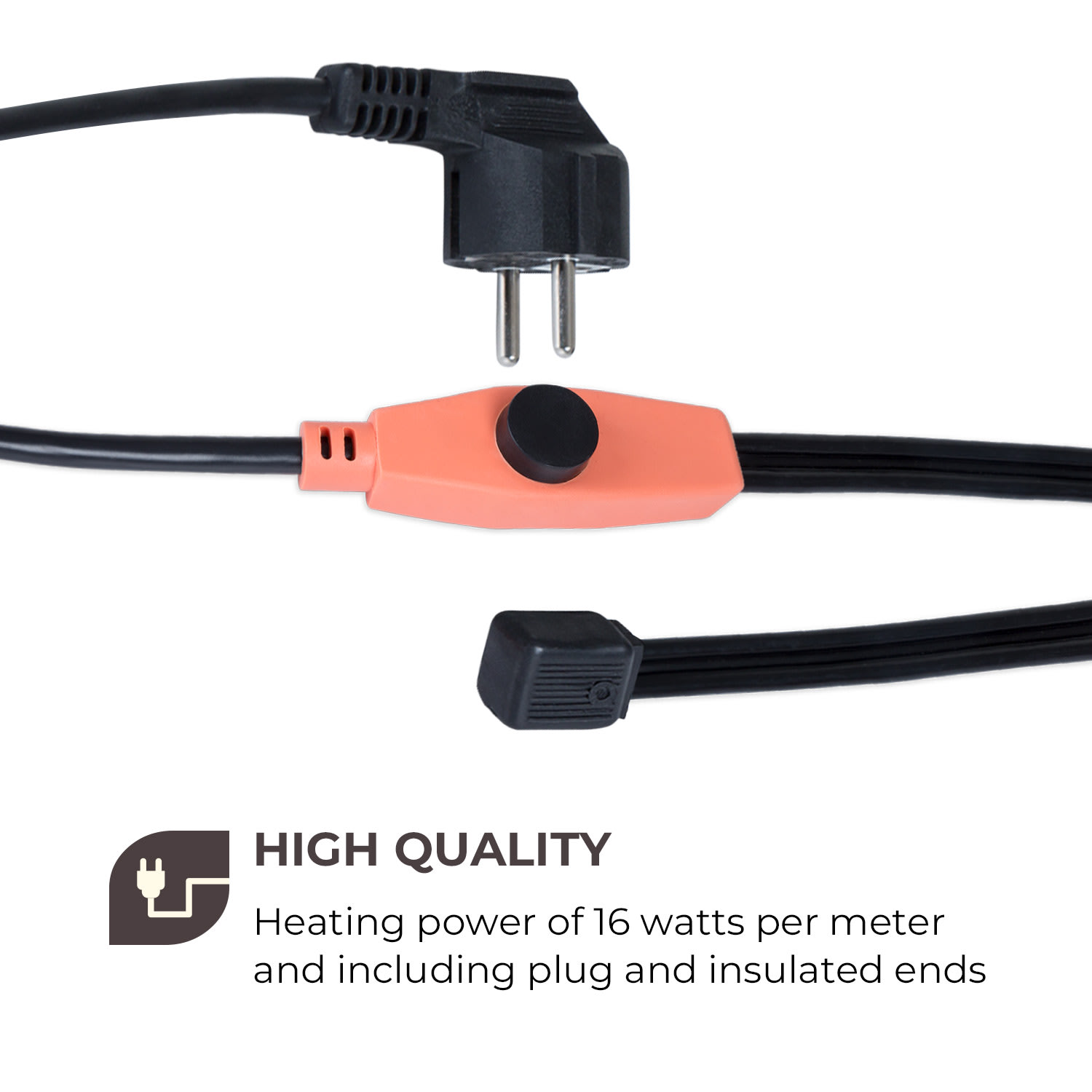 Waldbeck Flow Wire, kábel na ochranu proti zamrznutiu, 4 m, s termostatom, IP68 – Obrázok 3