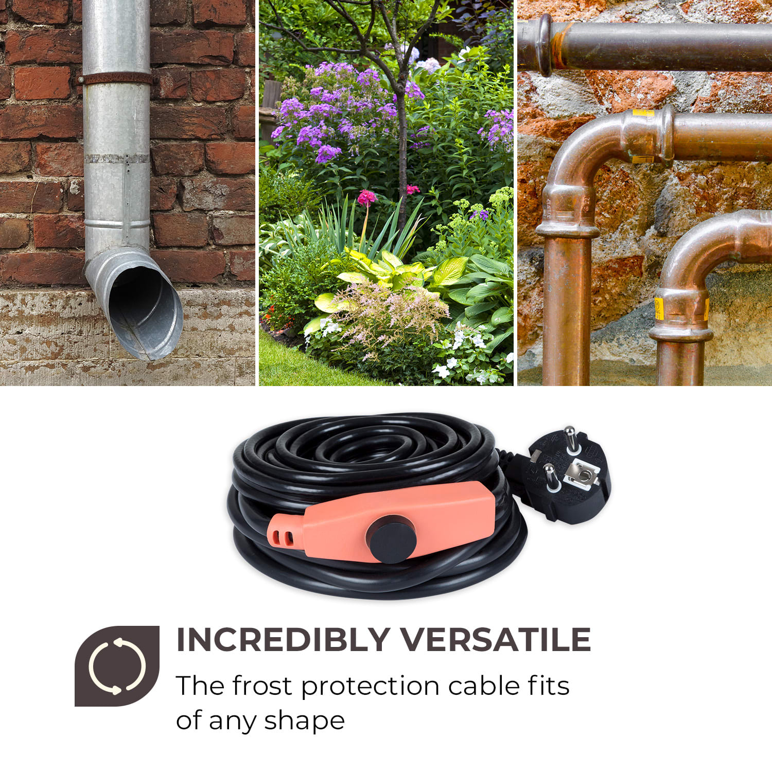 Waldbeck Flow Wire, kábel na ochranu proti zamrznutiu, 4 m, s termostatom, IP68 – Obrázok 4