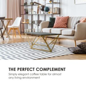 Besoa Black Onyx I, konferenčný stolík, 110 x 42,5 x 55 cm (Š x V x H), mramorový vzhľad, zlatý/čierny