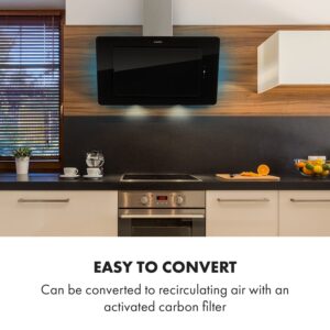 Klarstein Helena 90, digestor, 90 cm, nástanný, 595 m³/h, LED displej, čierny